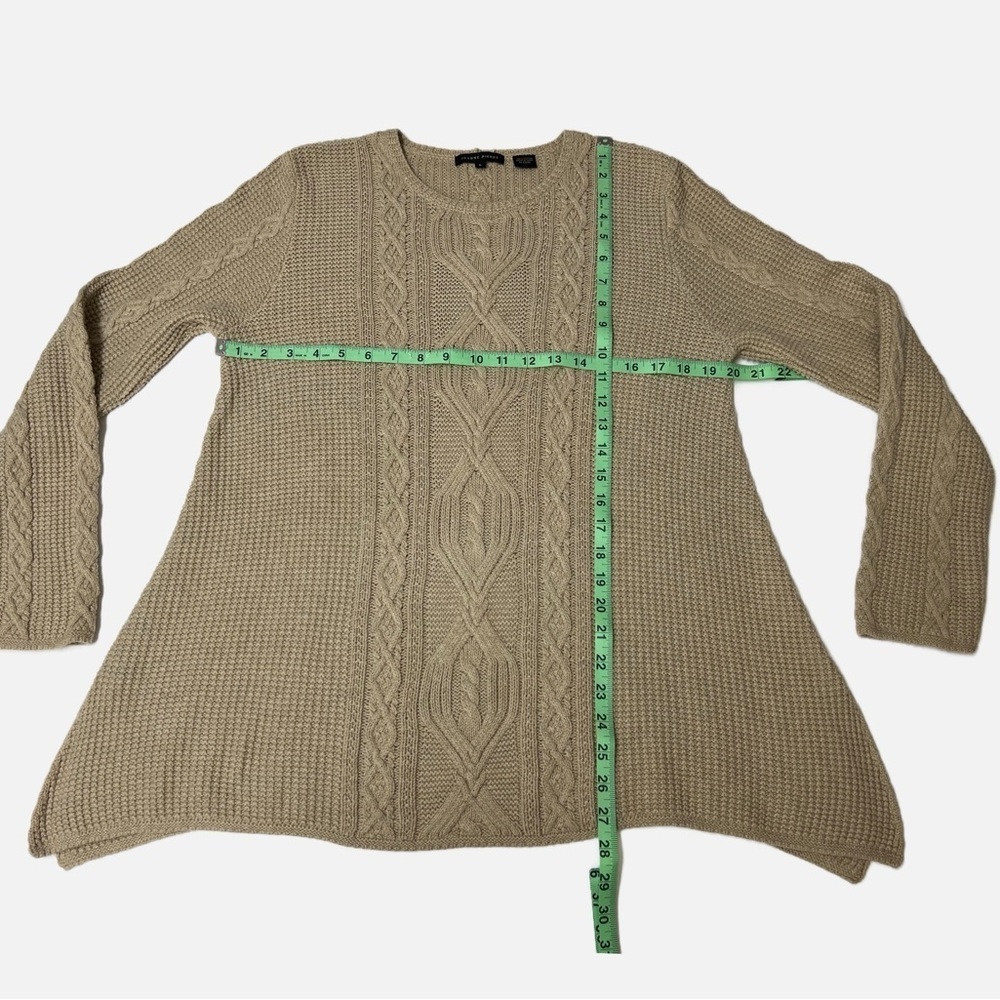 Jeanne Pierre Ecru Tan Long Sleeve Crew Neck Cable Knit Sweater Womens size L - Picture 4 of 5